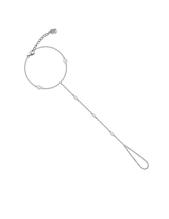 Серебряный слейв браслет из натурального жемчуга Miestilo