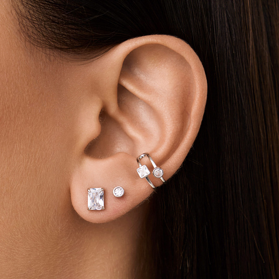Серьги серебро 925 гвоздики серебряные с камнем Miestilo