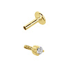 Серебряный пирсинг в ухо с фианитом в круглой огранке в позолоте Miestilo