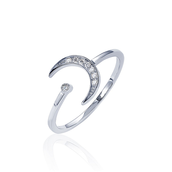 Регулируемое кольцо из серебра с полумесяцем и фианитами MIESTILO  Miestilo