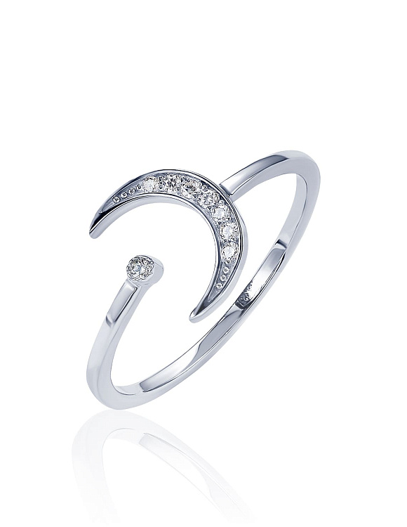 Регулируемое кольцо из серебра с полумесяцем и фианитами MIESTILO  Miestilo  2