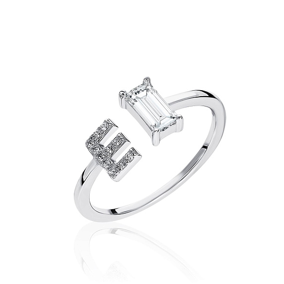 Серебряное кольцо с буквой E с фианитами MIESTILO Miestilo