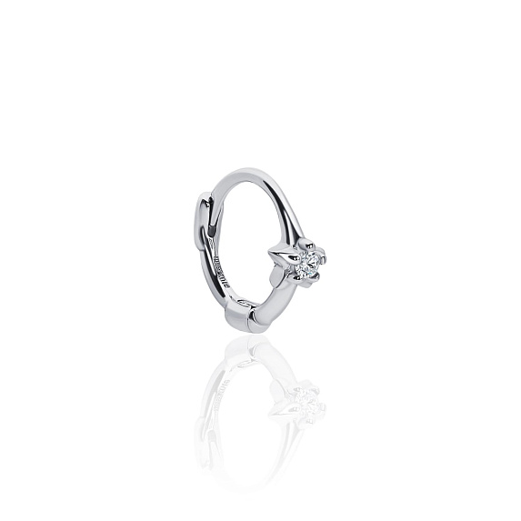 Серебряная моносерьга кликер с фианитом MIESTILO  Miestilo