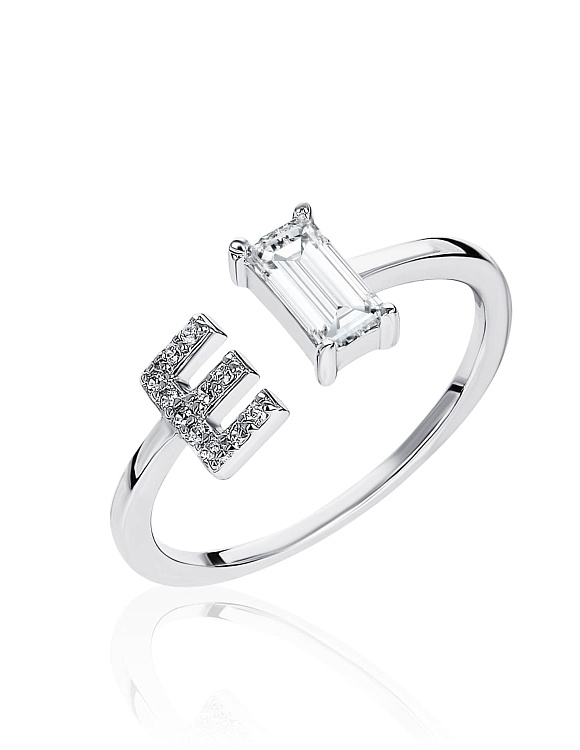Серебряное кольцо с буквой E с фианитами MIESTILO Miestilo  2