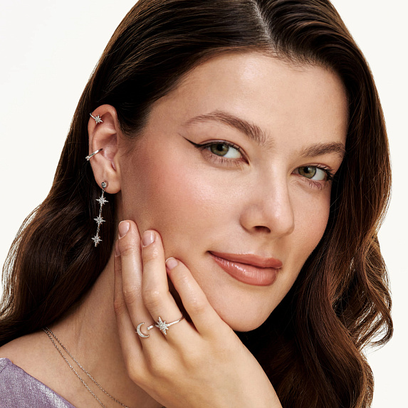 Серьги серебро 925 серебряные гвоздики длинные звезды Miestilo