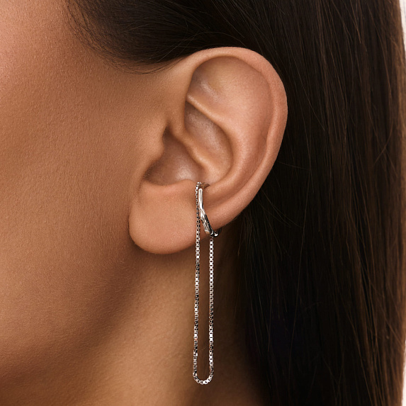 Серьга кафф серебро 925 моносерьга серебряная висячая Miestilo