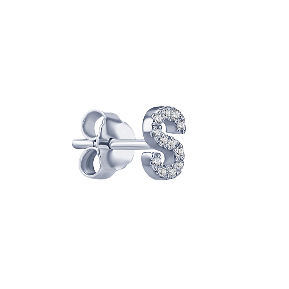 Моносерьга серебро 925 гвоздик c буквой S Miestilo