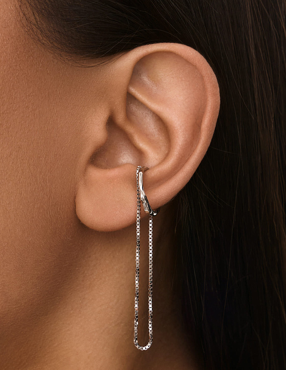 Серьга кафф серебро 925 моносерьга серебряная висячая Miestilo