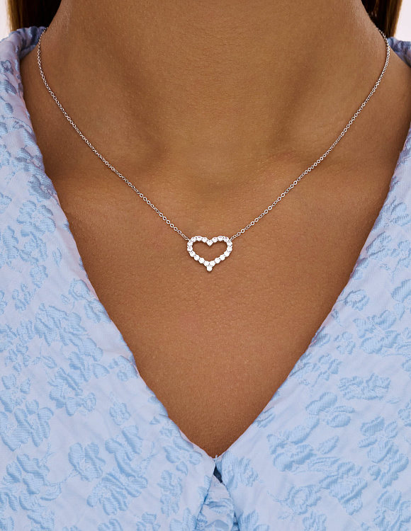 Серебряная подвеска на шею в форме сердца MIESTILO Miestilo