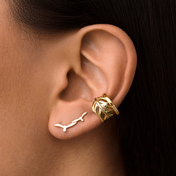 Серьги серебро 925 позолоченные клаймберы птички Miestilo