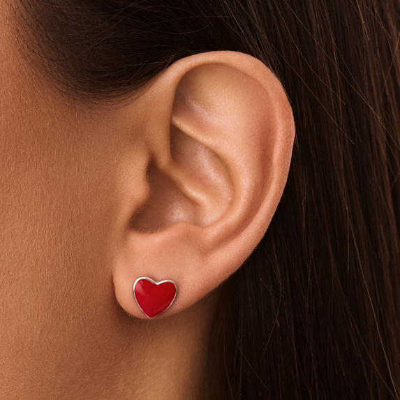 Серьги серебро 925 серебряные гвоздики сердечки Miestilo