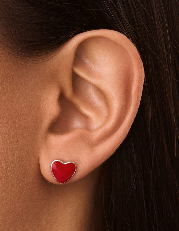 Серьги серебро 925 серебряные гвоздики сердечки Miestilo