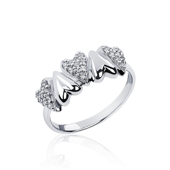 Серебряное кольцо сердца с фианитами MIESTILO Miestilo