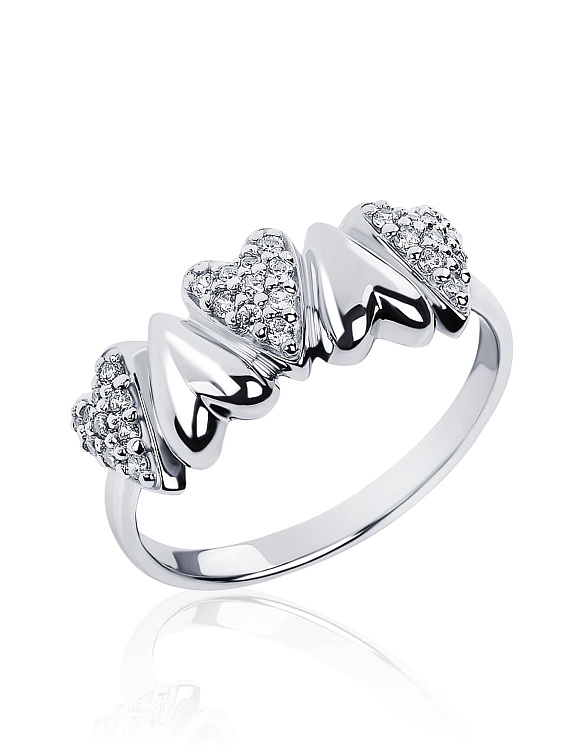 Серебряное кольцо сердца с фианитами MIESTILO Miestilo