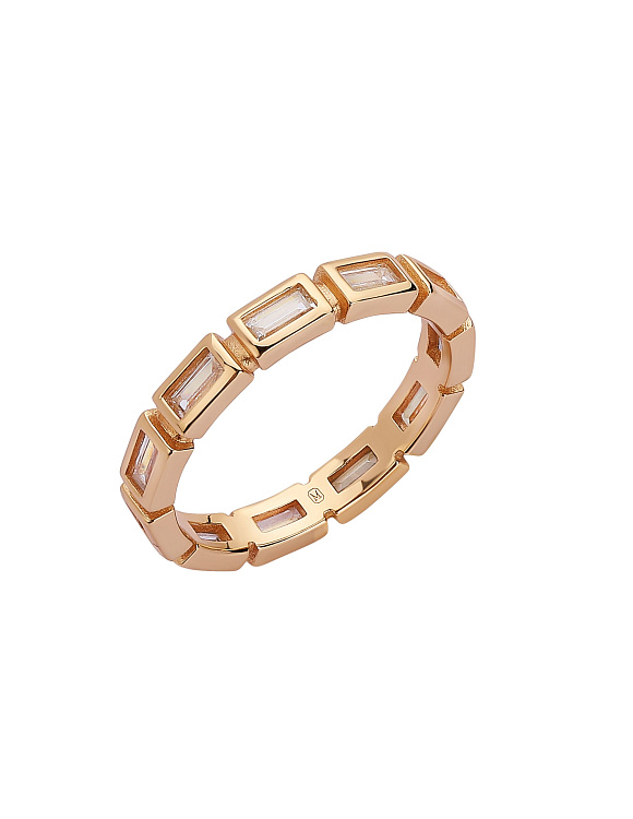 Серебряное кольцо с фианитами в огранке багет Miestilo  2