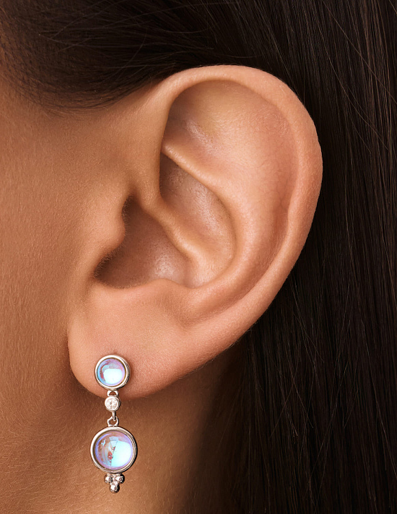 Серебряные серьги-подвесы с лунными камнями MIESTILO Miestilo