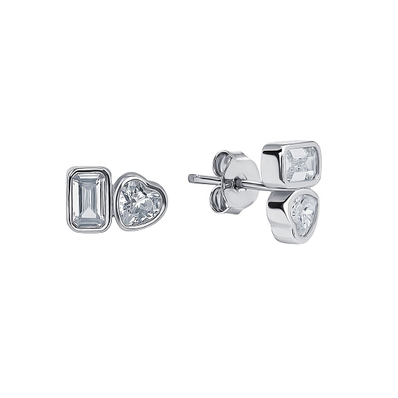 Серьги серебро 925 серебряные гвоздики женские сердце Miestilo