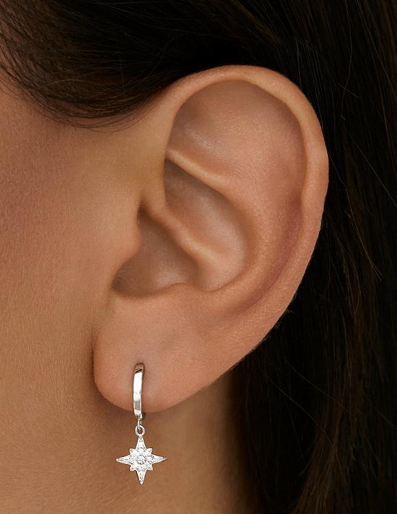 Серебряные серьги-конго с подвеской в форме звезды MIESTILO Miestilo