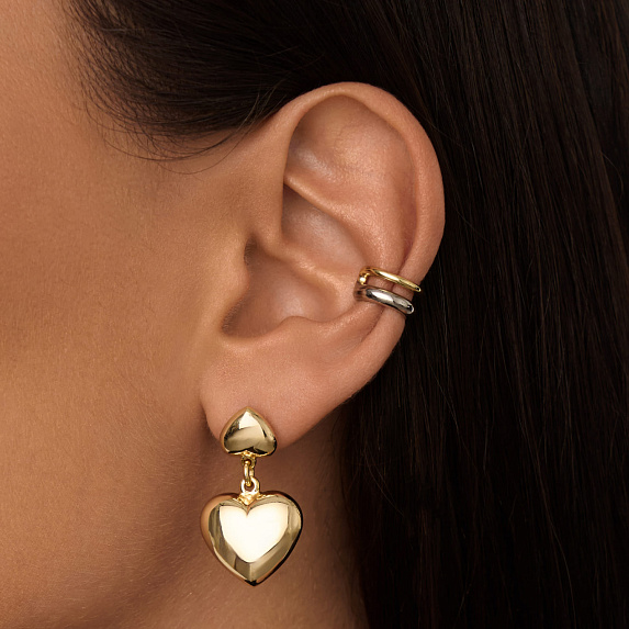 Серьга кафф без прокола серебро 925 биколор Miestilo