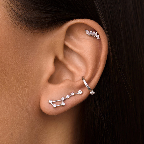 Серьга кафф серебро 925 моносерьга серебряная одиночная Miestilo