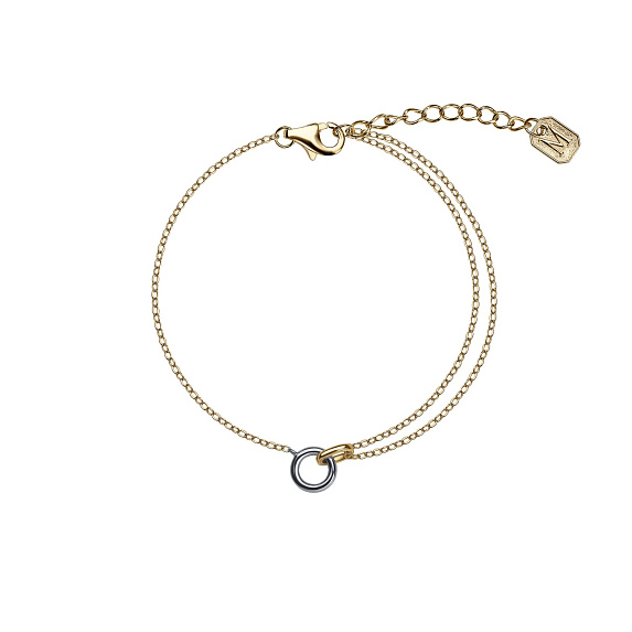 Серебряный браслет биколор с кольцом Miestilo