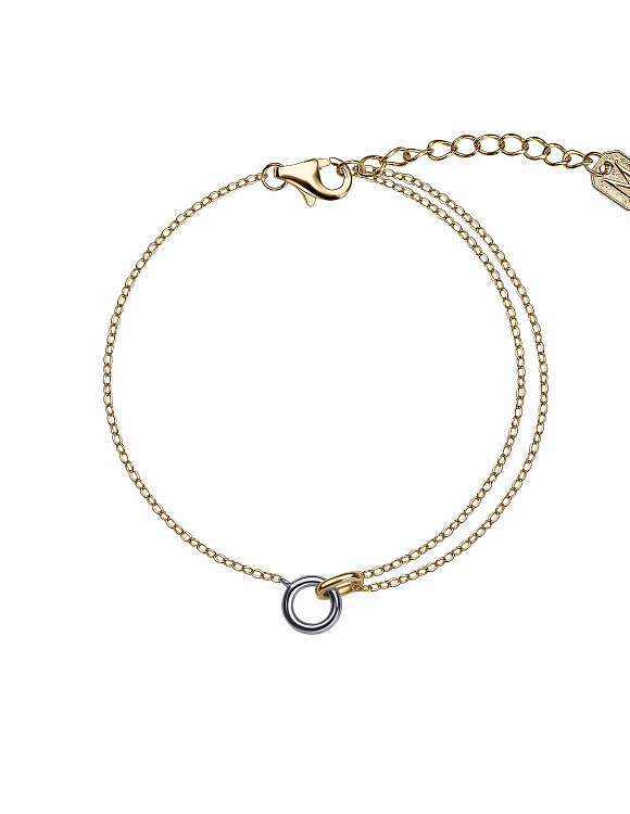 Серебряный браслет биколор с кольцом Miestilo  2