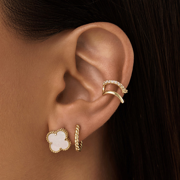 Серьги серебро 925 женские позолоченные конго без вставок Miestilo