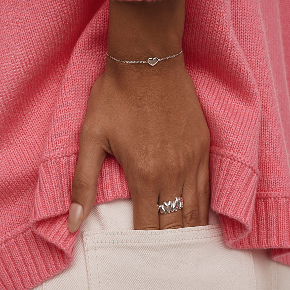 Серебряное кольцо сердца MIESTILO Miestilo