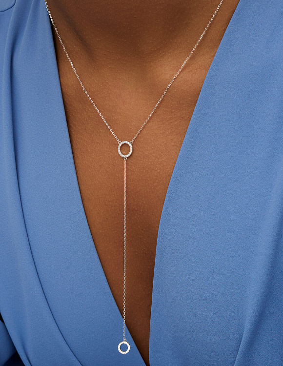 Колье серебро, подвеска серебро 925 женская, колье галстук серебро, подвеска галстук на шею женская Miestilo