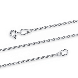 Серебряная цепь родированная Ромб двойной граненый  ширина плетения 1,7 мм D проволоки 0,3 мм Miestilo