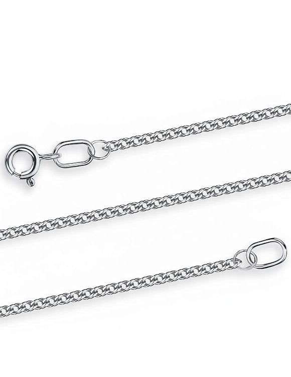 Серебряная цепь родированная Ромб двойной граненый  ширина плетения 1,7 мм D проволоки 0,3 мм Miestilo  2