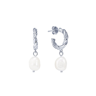Серьги серебро 925 серебряные кольца с жемчугом Miestilo
