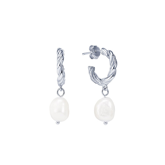 Серьги серебро 925 серебряные кольца с жемчугом Miestilo
