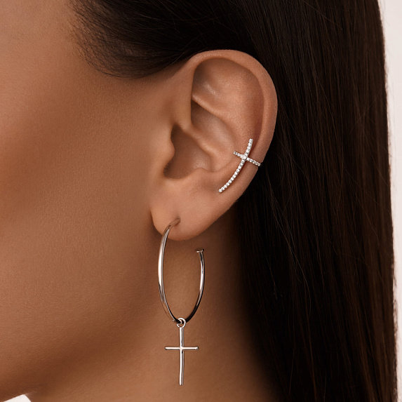 Серебряные серьги кольца с крестами Miestilo