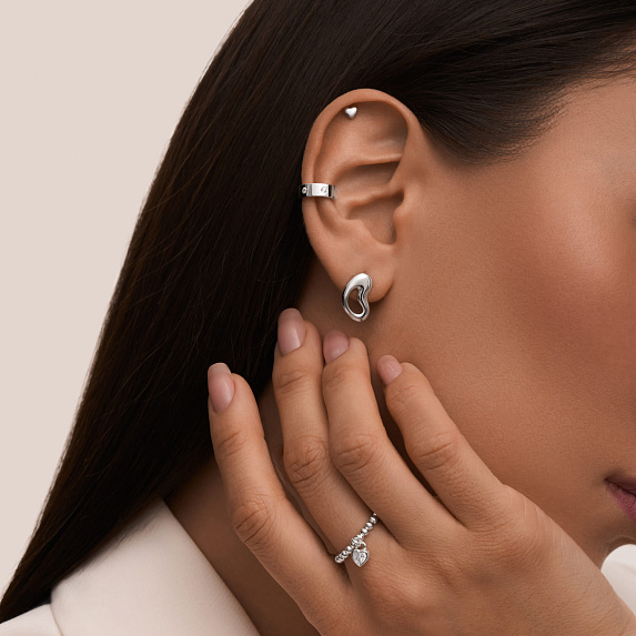 Серебряные серьги в виде сердец Miestilo