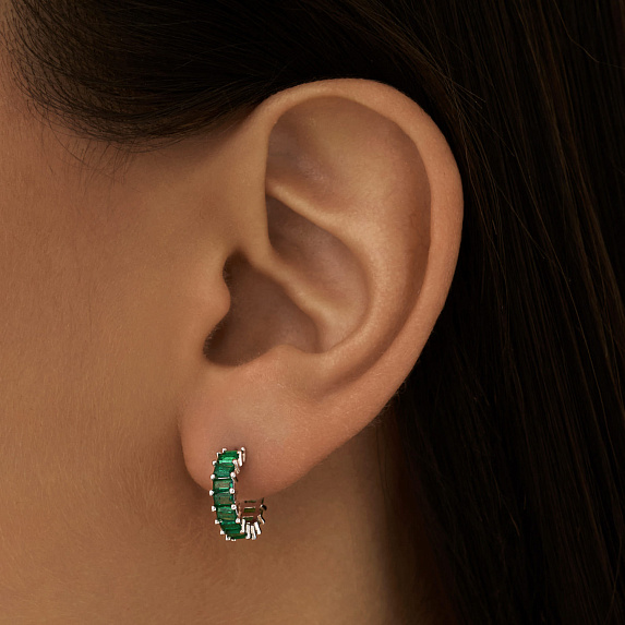 Серьги кольца серебро 925 гвоздики серебряные с камнями Miestilo