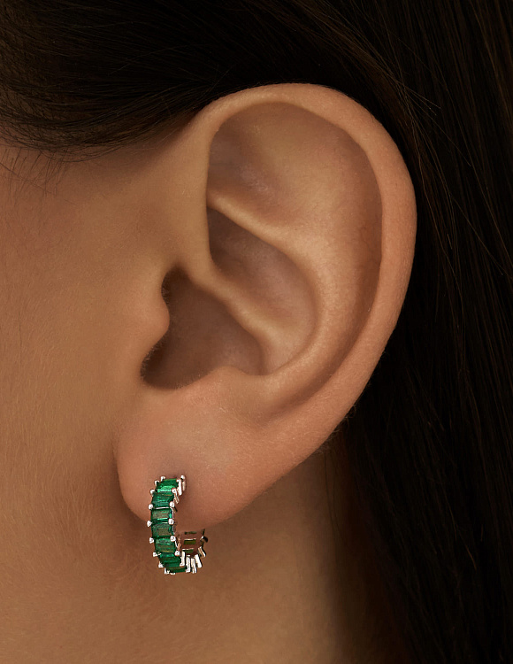 Серьги кольца серебро 925 гвоздики серебряные с камнями Miestilo