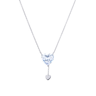 Серебряное колье "Сердце" с фианитом Miestilo