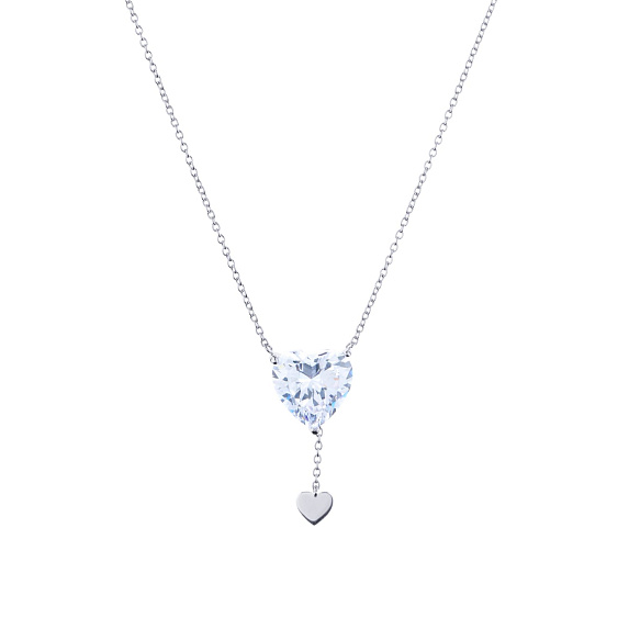 Серебряное колье "Сердце" с фианитом Miestilo