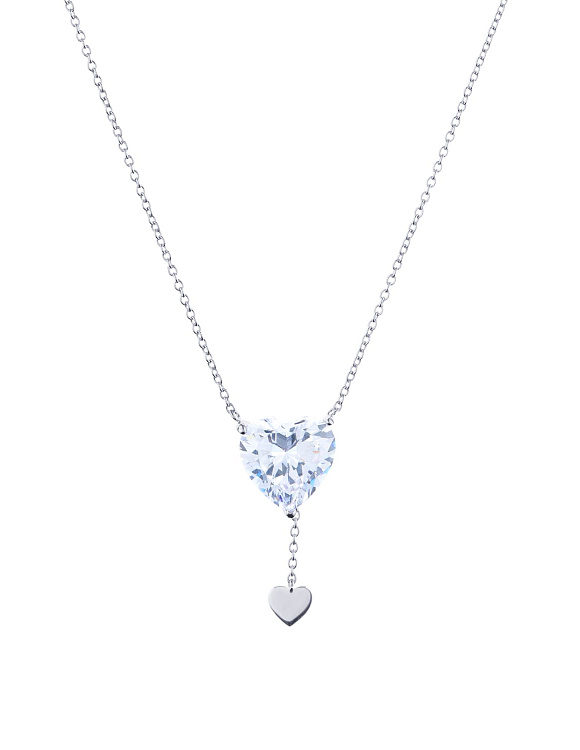 Серебряное колье "Сердце" с фианитом Miestilo  2