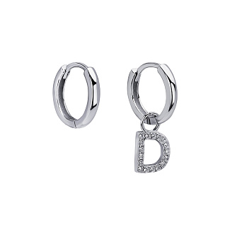 Серьги конго серебро 925 трансформеры с буквой D Miestilo