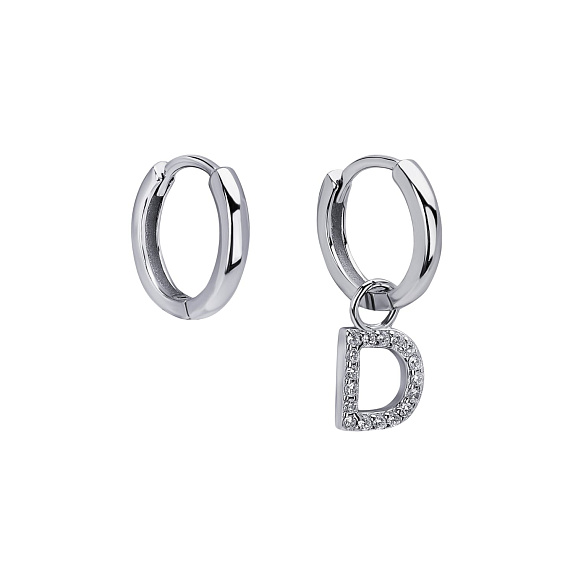 Серьги конго серебро 925 трансформеры с буквой D Miestilo