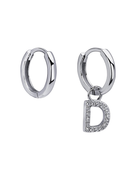 Серьги конго серебро 925 трансформеры с буквой D Miestilo 2