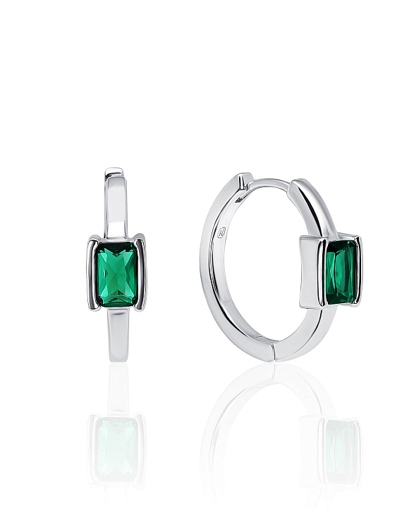 Серебряные серьги-конго с зеленым фианитом MIESTILO  Miestilo  2