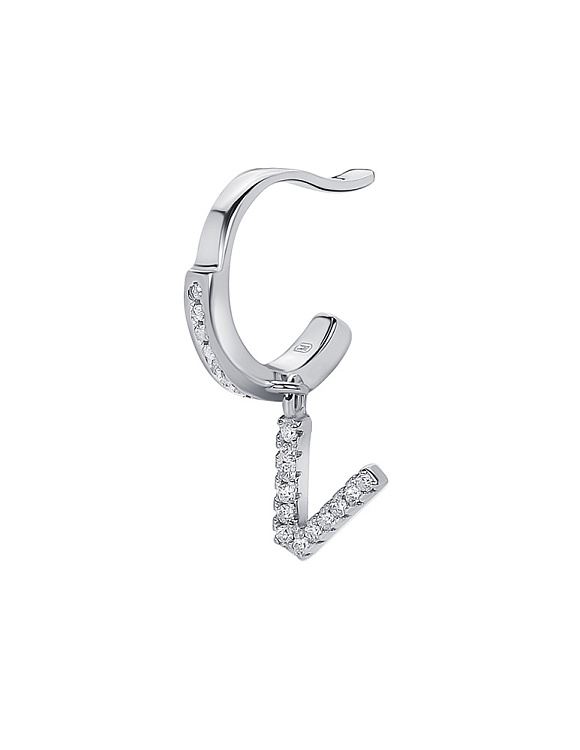 Серьга кафф серебро 925 моносерьга серебряная с буквой V Miestilo  2