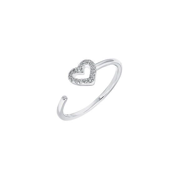 Серебряное кольцо с сердцем из фианитов Miestilo