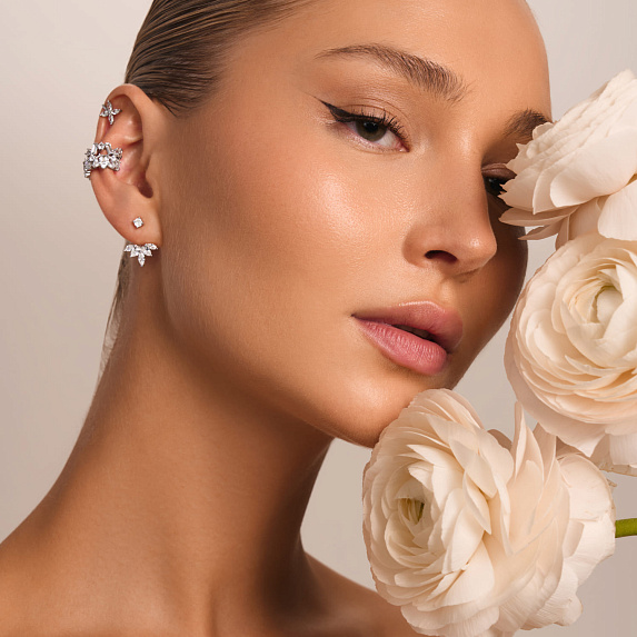 Серьги серебро 925 серебряные пусеты с камнями ювелирные Miestilo