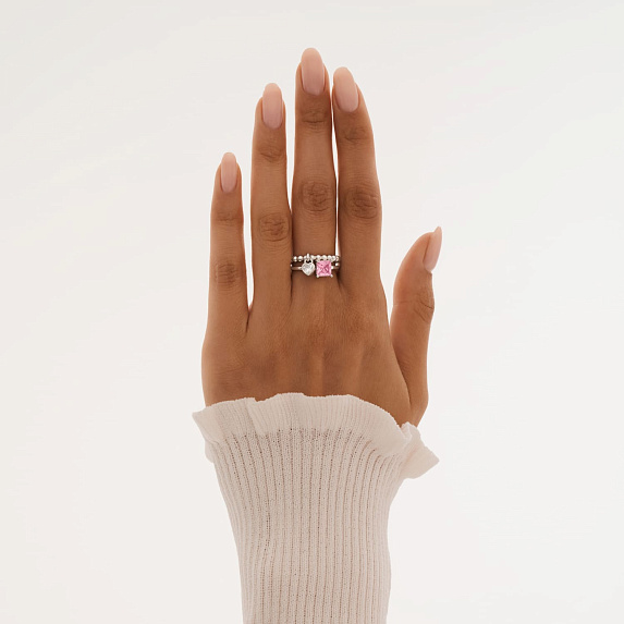 Серебряное кольцо с розовым фианитом Miestilo