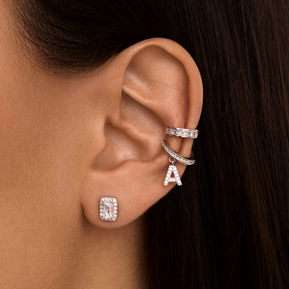 Серьга кафф серебро 925 моносерьга серебряная с буквой А Miestilo