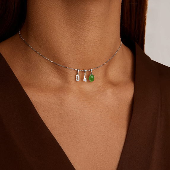 Серебряный шарм с фианитами цифра 4 Miestilo
